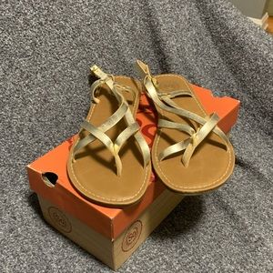 American Heritage gold shimmer sandals - women’s size 9.5